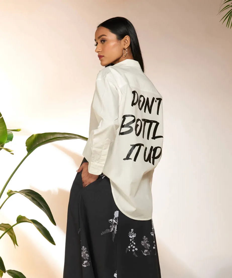 White relaxed slogan shirt