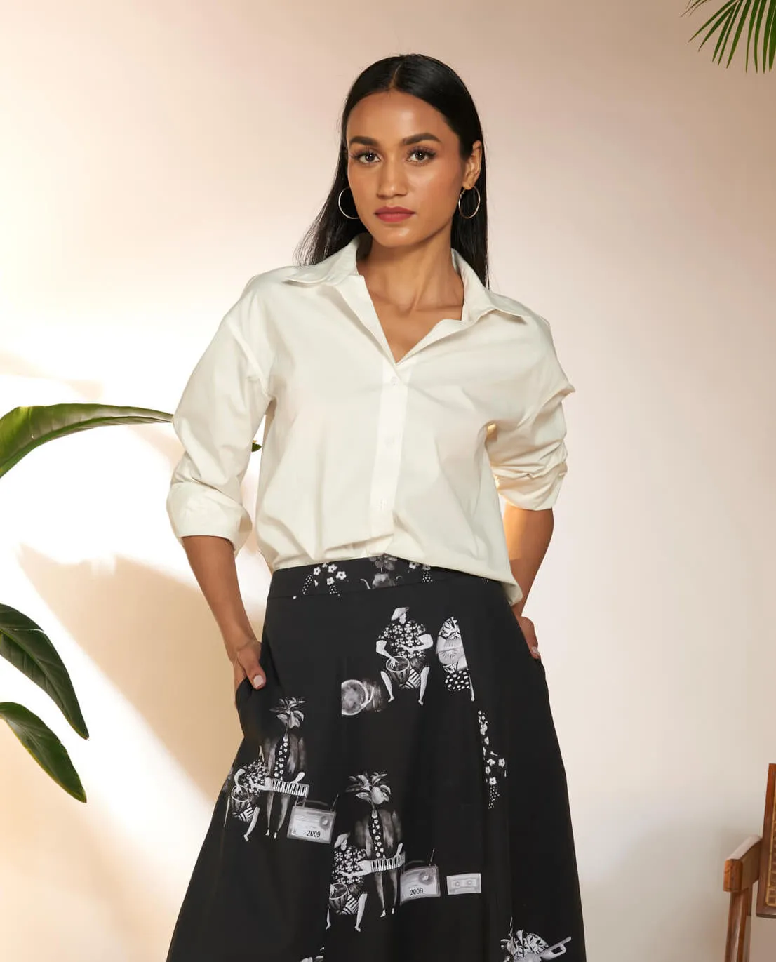 White relaxed slogan shirt