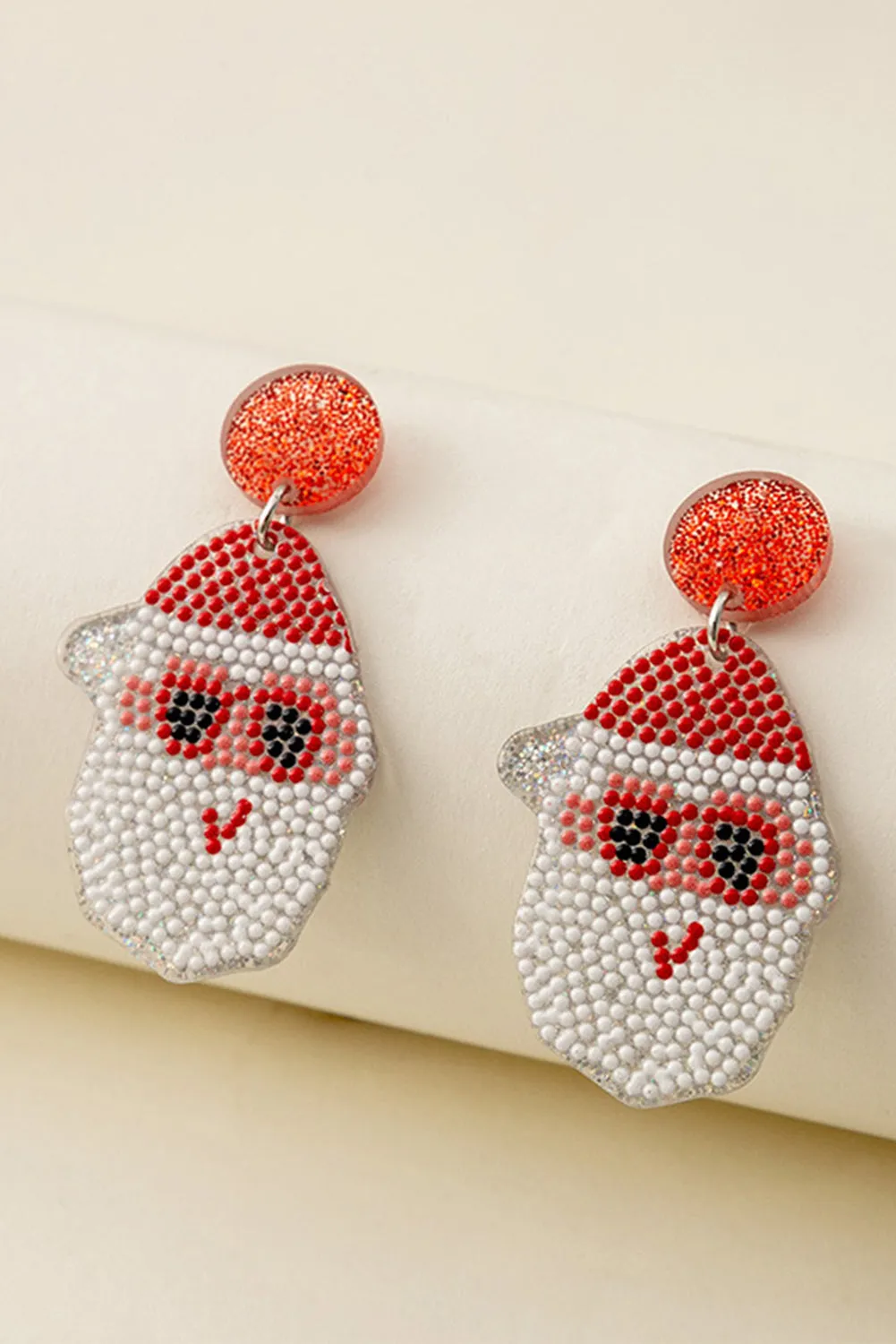 White Santa Claus Acrylic Earrings