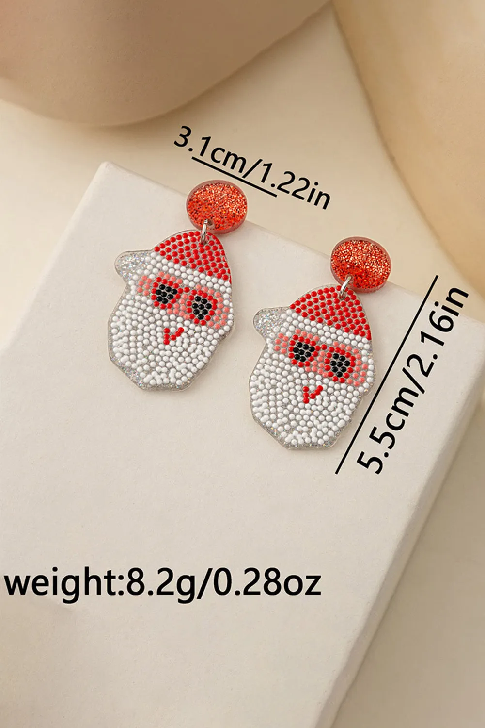 White Santa Claus Acrylic Earrings
