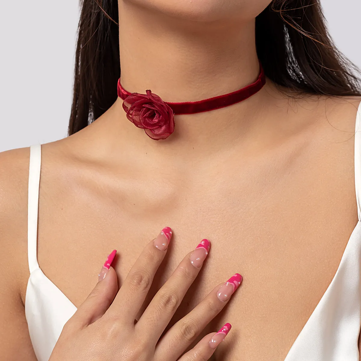 Wine Red Rose Choker
