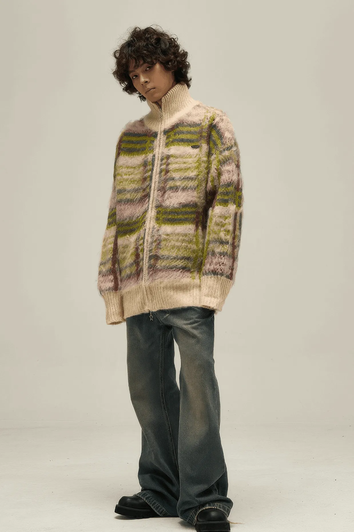 Winter Vintage American Knit Cardigan for Men – Loose & Relaxed