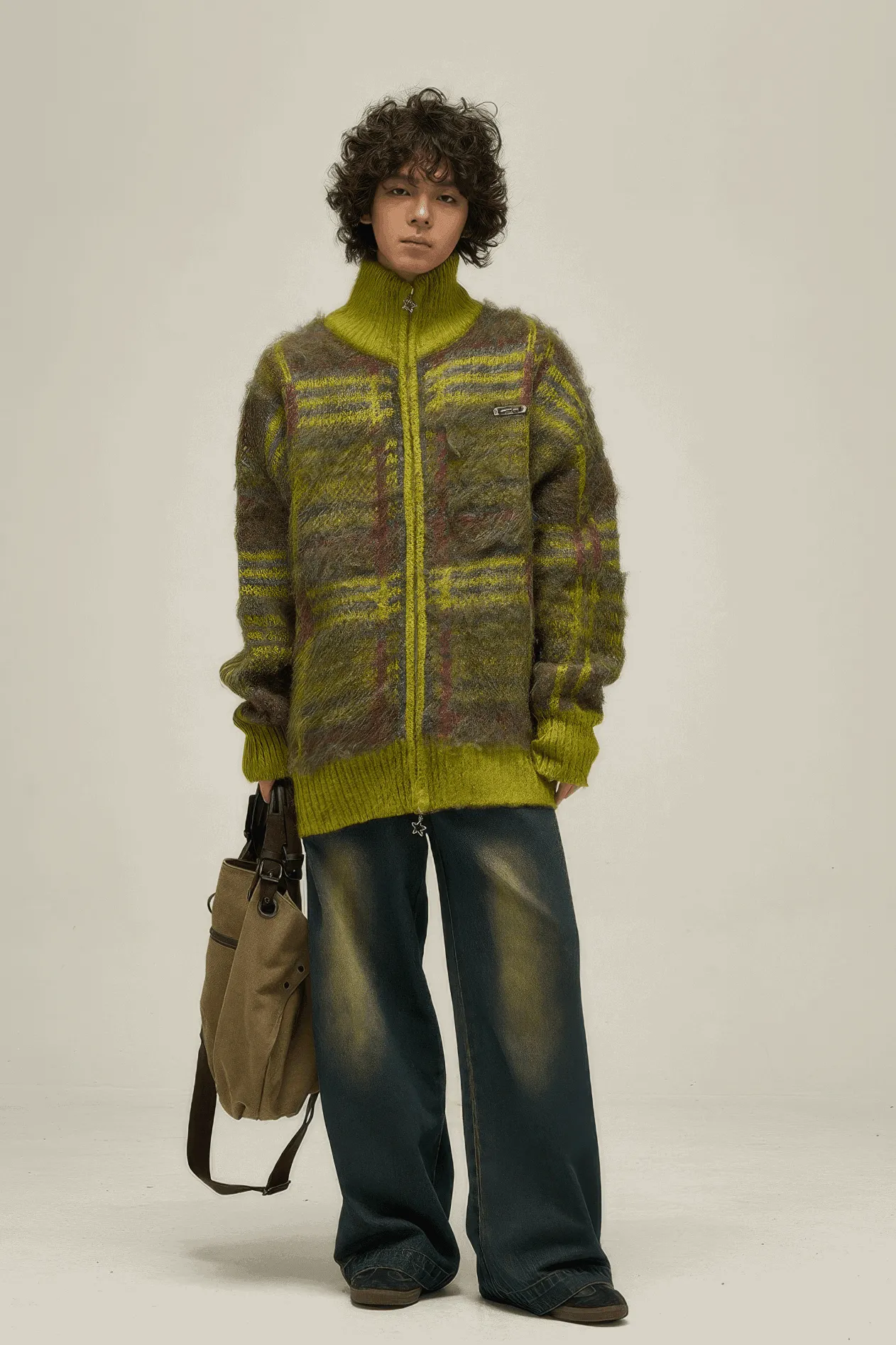 Winter Vintage American Knit Cardigan for Men – Loose & Relaxed