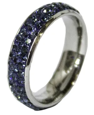 Women's Rhodium Plated Dress Ring Montana Steel CZ Band 049