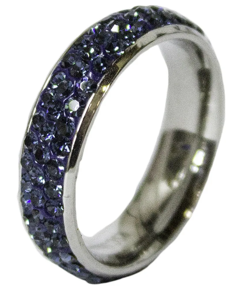 Women's Rhodium Plated Dress Ring Montana Steel CZ Band 049