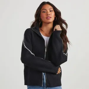 Zip Up Mock Neck Sweater