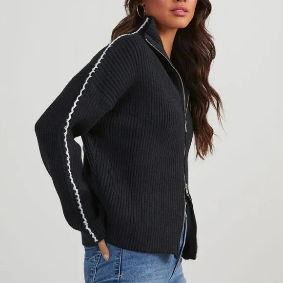 Zip Up Mock Neck Sweater